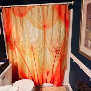 Dandelions Flowers Red Orange Yellow Bathroom Bath Powder Room Shower Curtain